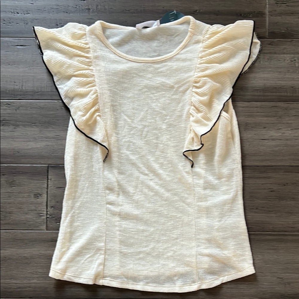 Cream Ruffle Sleeve Women's Top